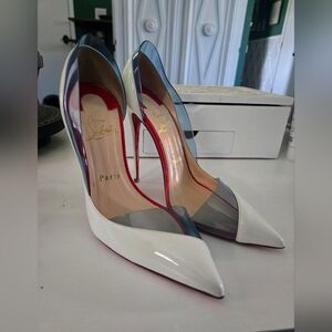 Christian Louboutin Blue and White High Heels